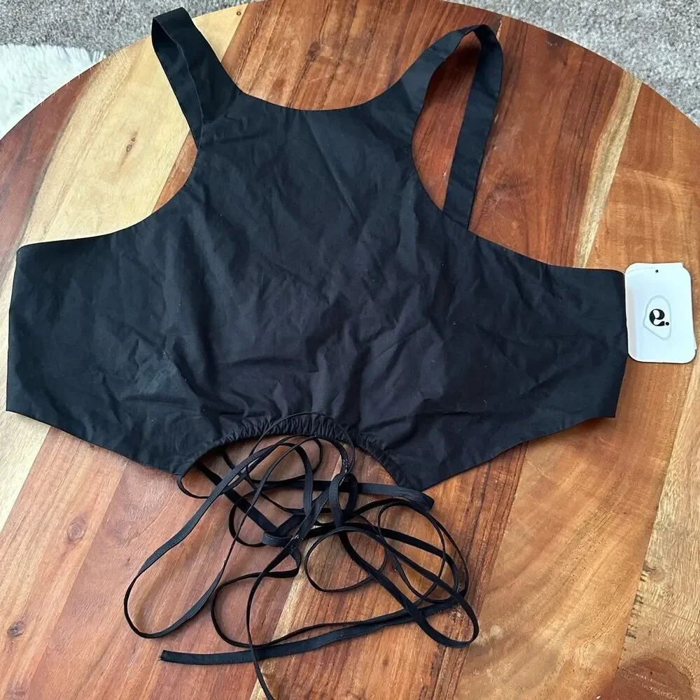 ELODIE Size XL Black Crop Top Wrap Tank Street‎ Wear Soft Grunge Casual